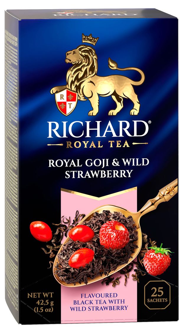 

Чай черный Richard Royal Goji & Wild Strawberry ароматизированный 25 саше, 42.5 г