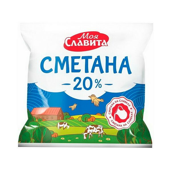 Сметана жир. 20% п/пл вес 400г, ТМ Моя Славита, Кружево
