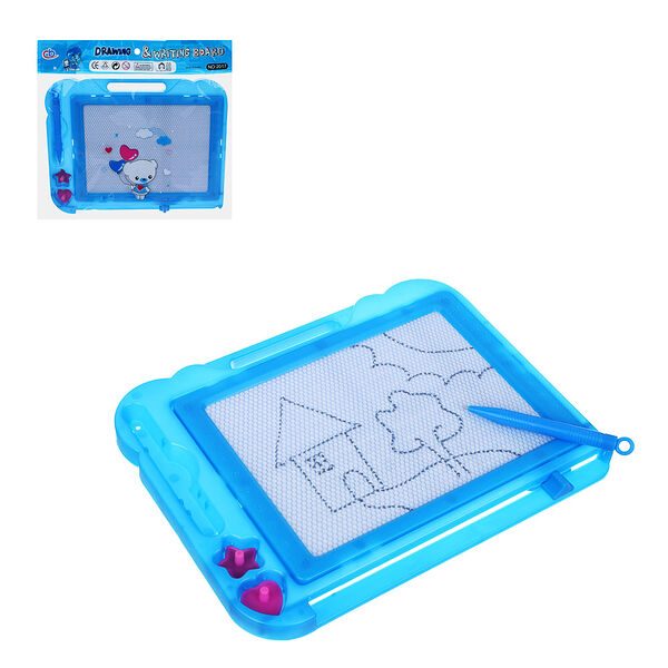 Доска магнитная для рисования с 3-мя штампами, пластик, 27х20 см, цвет в ассортименте