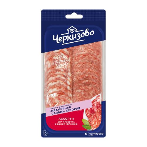

Колбаса Черкизово Мраморная и Салями Астория сырокопченая нарезка 85 г