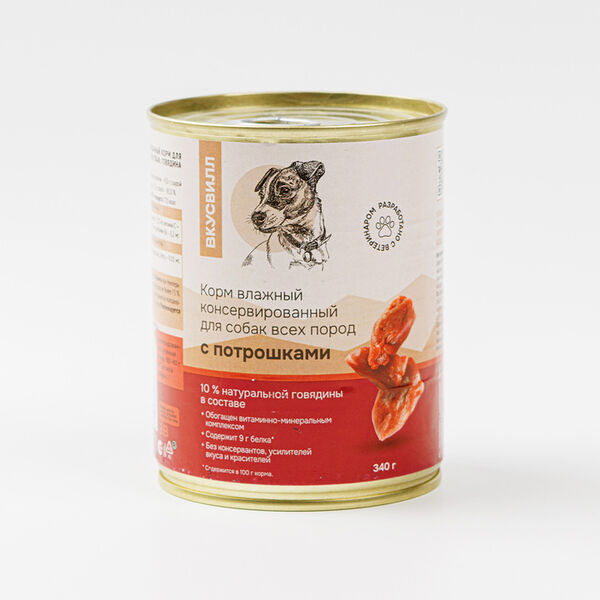 Корм влажный для собак с потрошками 340 г