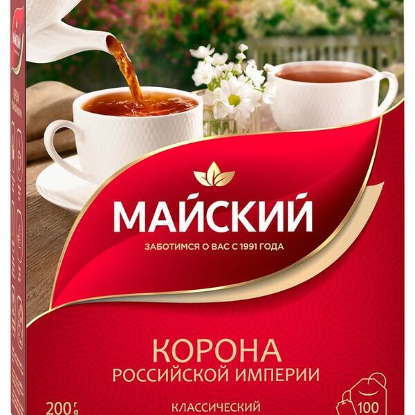 Чай Майский Корона Российской Империи чёрный в пакетиках, 100 шт. х 2г