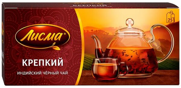 Чай черный Лисма Крепкий индийский байховый 25 пакетиков 50 г