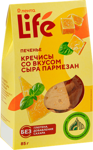 

Печенье Bezglutini Кречисы со вкусом сыра пармезан, без глютена и сахара 85 г