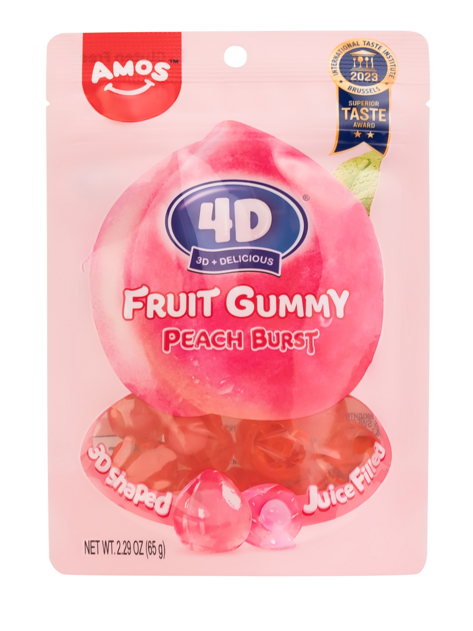 

Мармелад жевательный Amos 4D персиковый 65 г