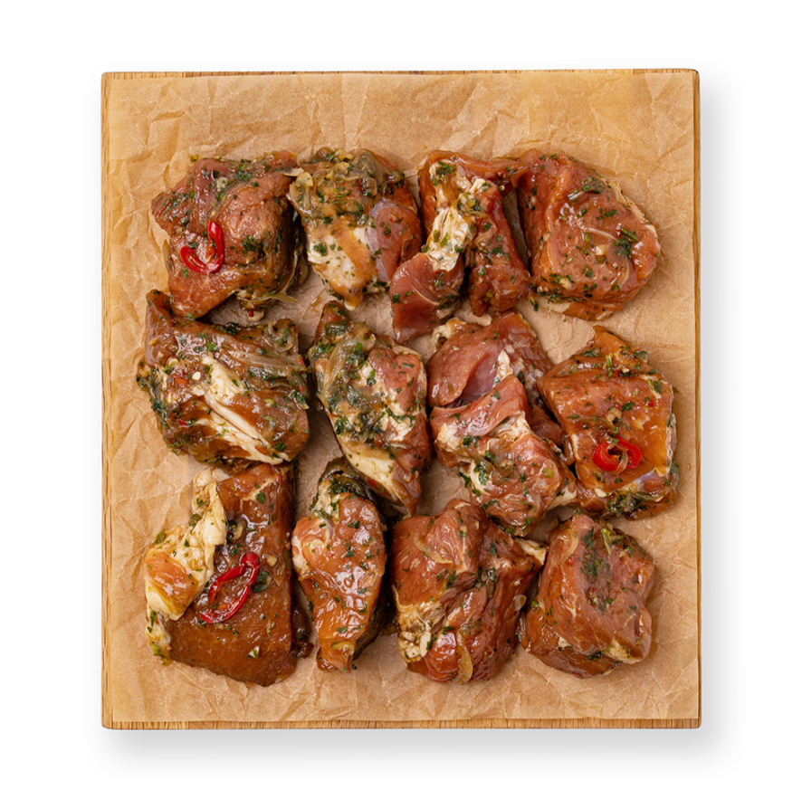 

Шашлык охлажденный Азбука Вкуса из свиной шеи в маринаде с соевым соусом и сладким чили вес