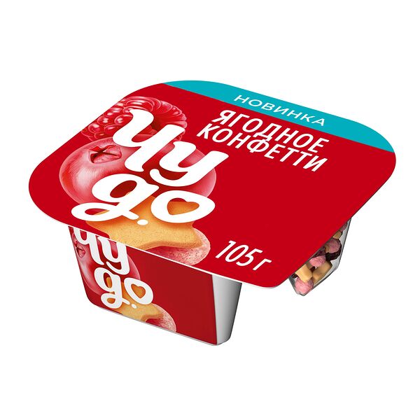 Йогурт Чудо Ягодное конфетти с хрустящими насыпками-шариками 4% 105 г