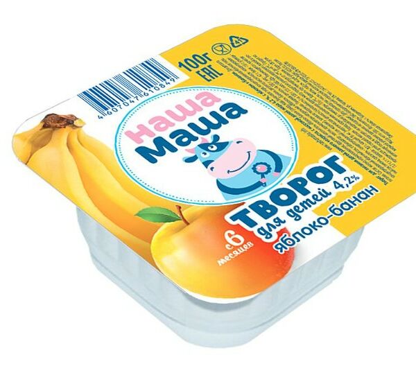 Творог для питания детей Наша Маша Клубника, банан, яблоко 4,2%, без змж 100 г