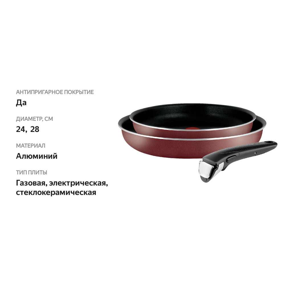 

Набор посуды Tefal Ingenio Red 24 и 28 см