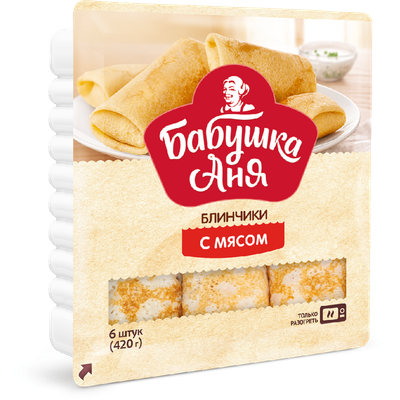 Блинчики «Бабушка Аня» с мясом, замороженные, 420 г