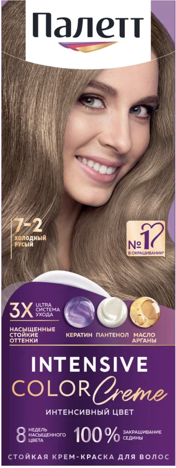 

Стойкая крем-краска для волос Палетт Интенсивный цвет 8-0 (N7) Русый 110 мл