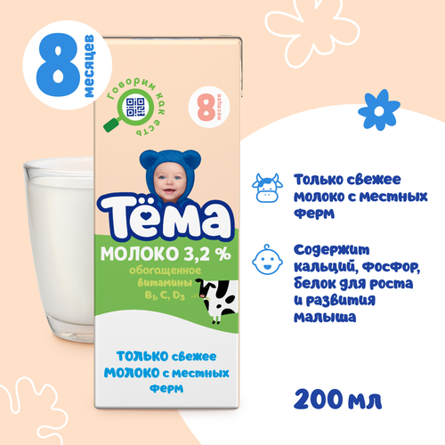 

Молоко детское Тёма 3.2% с 8 месяцев 200 мл
