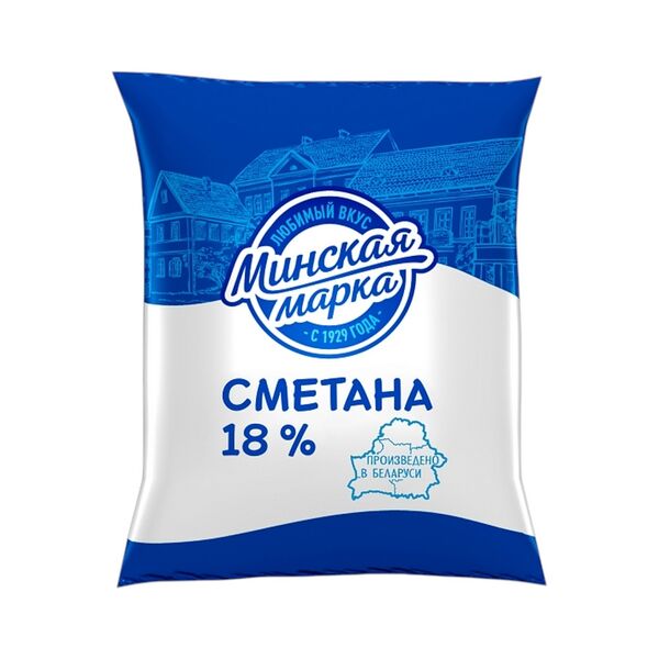 Сметана 18% п/эт пл 400г Минская марка Молочный гостинец ПУ