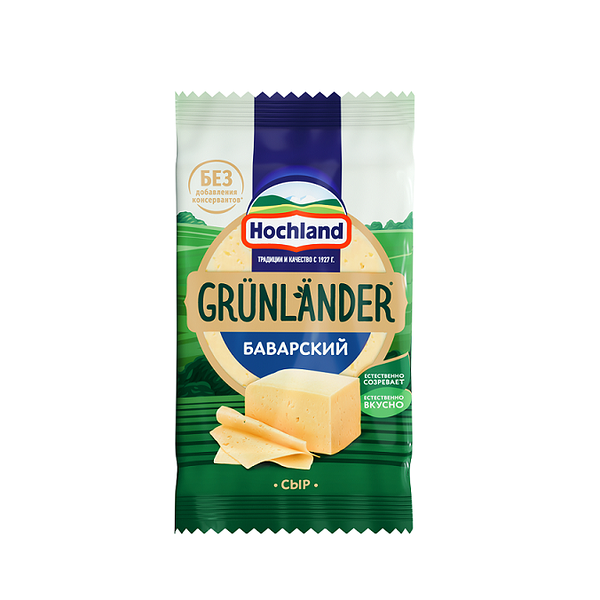 Сыр полутвердый Hochland Grunlander Баварский 45% 180 г