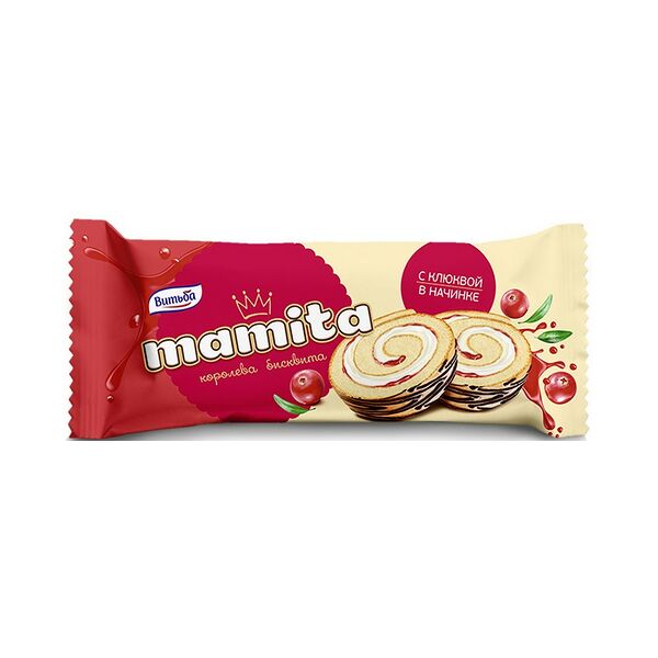 Бисквитный рулет Mamita с клюквой в начинке  вес 150 г. Республика Беларусь