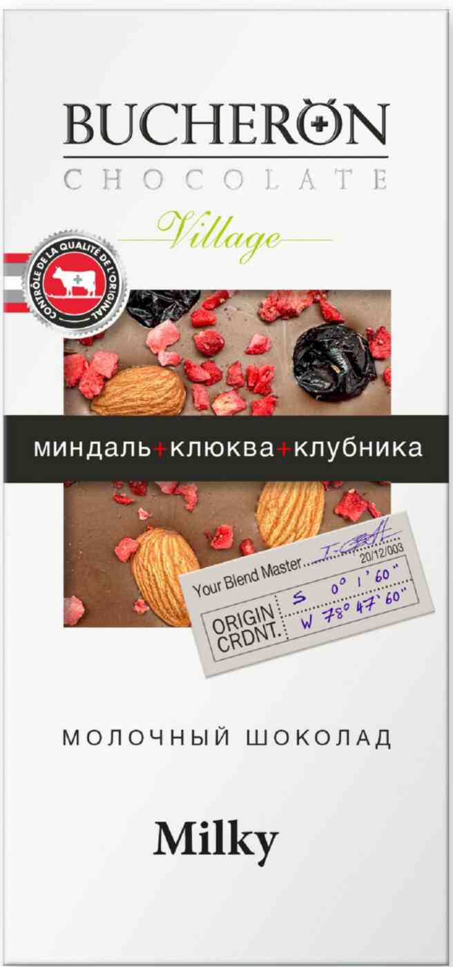 

Шоколад молочный Bucheron Village миндаль клюква клубника 85 г
