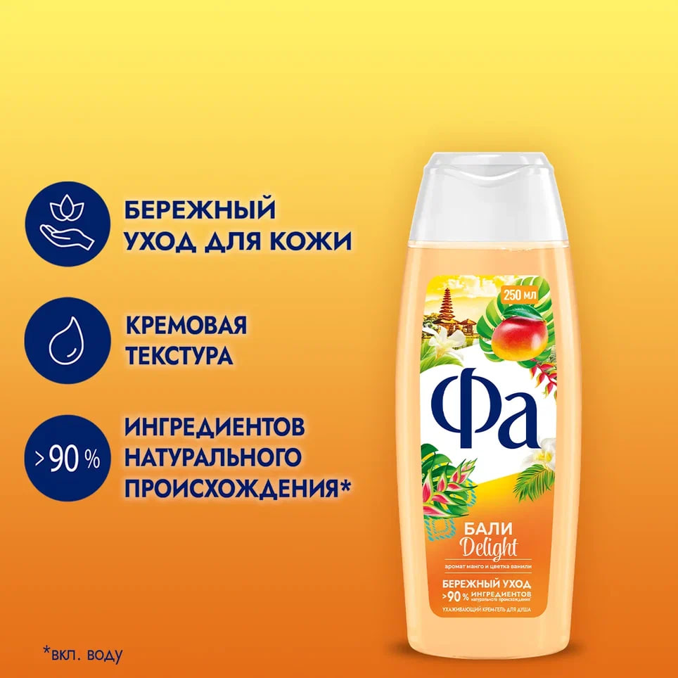 

Крем-гель для душа женский Фа Ритмы острова Бали Delight 250 мл