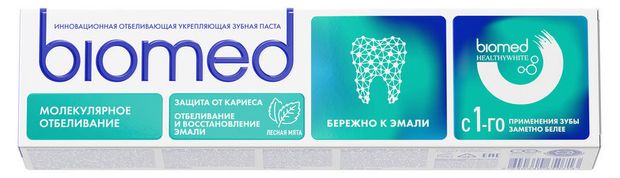 

Зубная паста Biomed Healthywhite Защита от кариеса Лесная мята 65 г