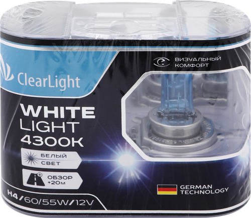 

Комплект ламп Clearlight H4 12V-60/55W WhiteLight (2 шт.) MLH4WL