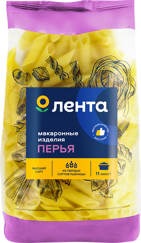 Макароны Лента Перья группа А, высший сорт, 450г