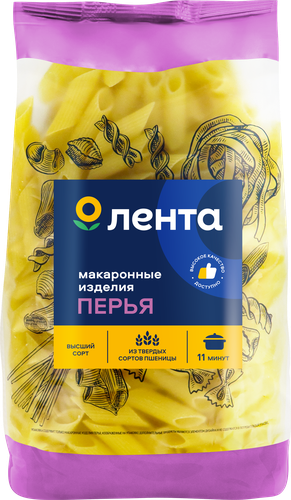 

Макароны Лента Перья группа А, высший сорт, 450г
