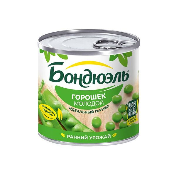 Горошек зеленый Bonduelle молодой 212 мл ж/б