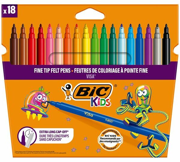 Фломастеры цветные Bic Kids Visa 18 цветов