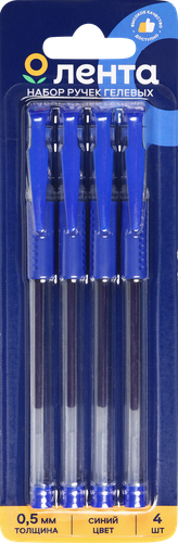 

Набор гелевых ручек ЛЕНТА синий, 4шт
