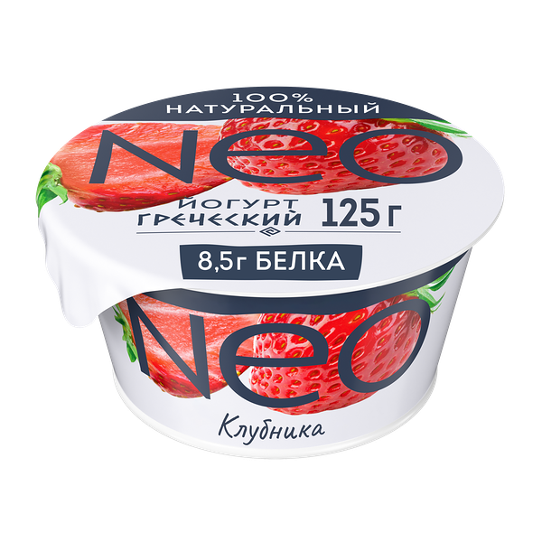 Греческий йогурт Neo Клубника 100% натуральный с высоким содержанием белка 1.7% 125 г