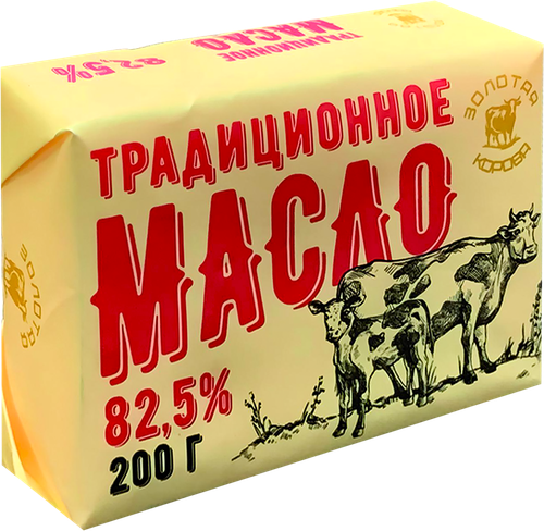 

Масло сладкосливочное Золотая корова 82,5% БЗМЖ 200 г