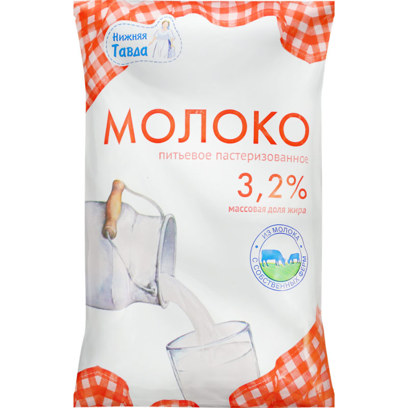 

Молоко Нижняя Тавда коровье пастеризованное 3.2% 800 мл