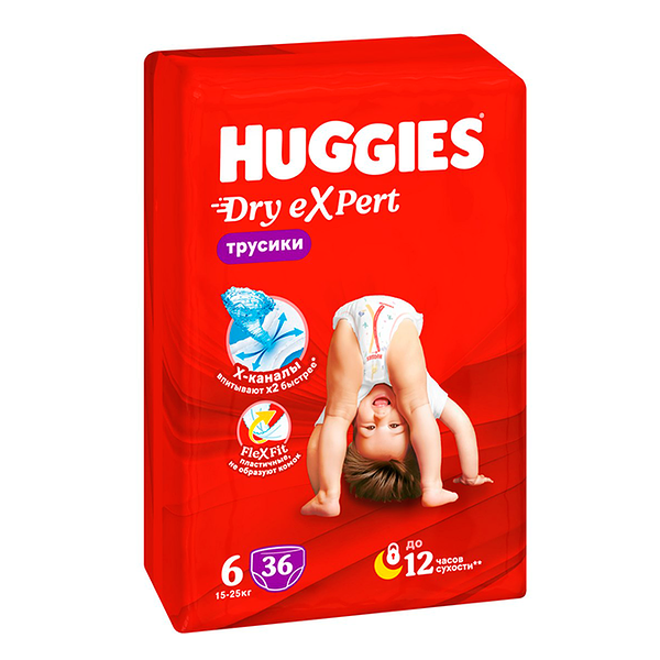 Подгузники-трусики Huggies Dry Expert 6-XL 15-25 кг 36 шт