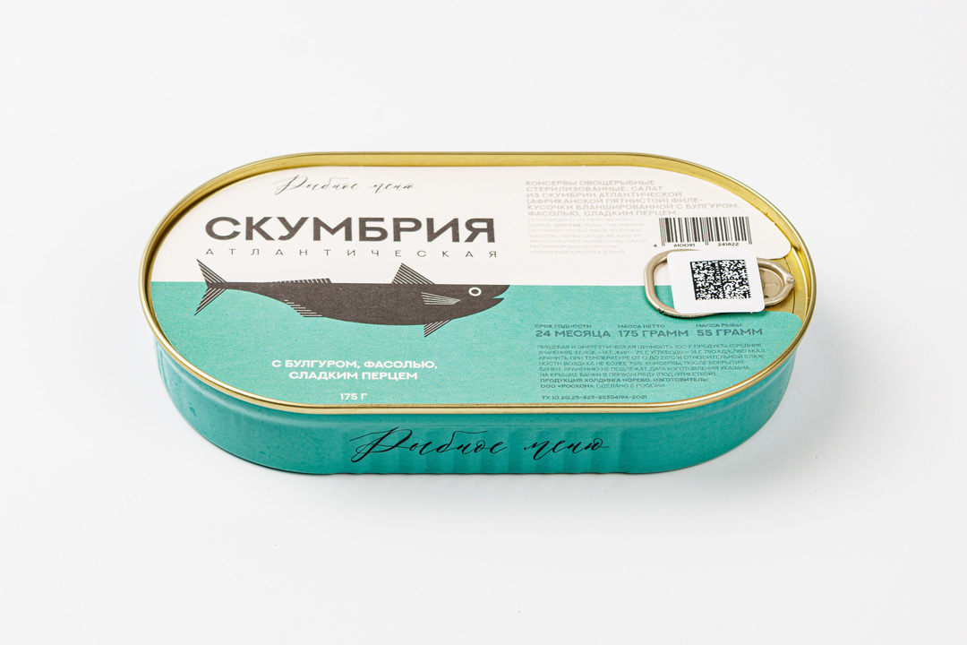 

Салат Рыбное меню из скумбрии атлатической филе-кусочков с булгуром, фасолью и сладким перцем 175 г