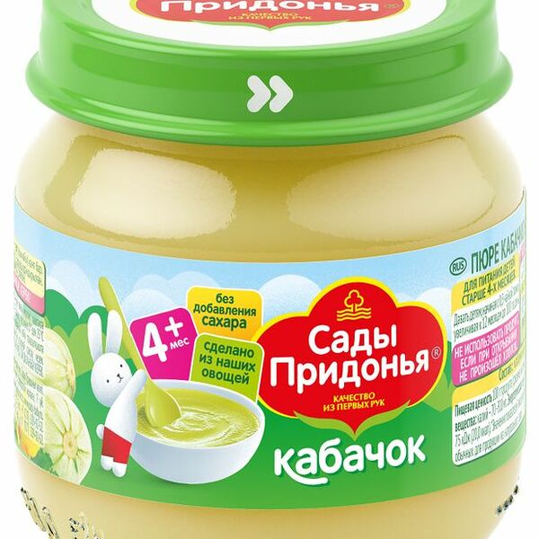 Пюре овощное Сады Придонья кабачок с 4 месяцев 80 г