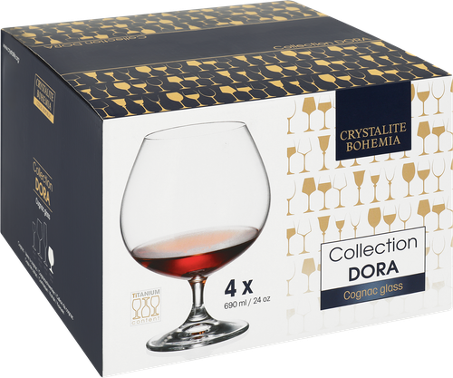 

Набор бокалов для коньяка Crystalite Bohemia Dora 690 мл стекло 4 шт.