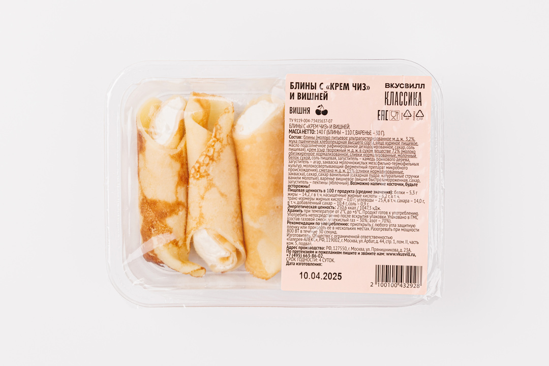 

Блины с Крем чиз и вишней 140 г