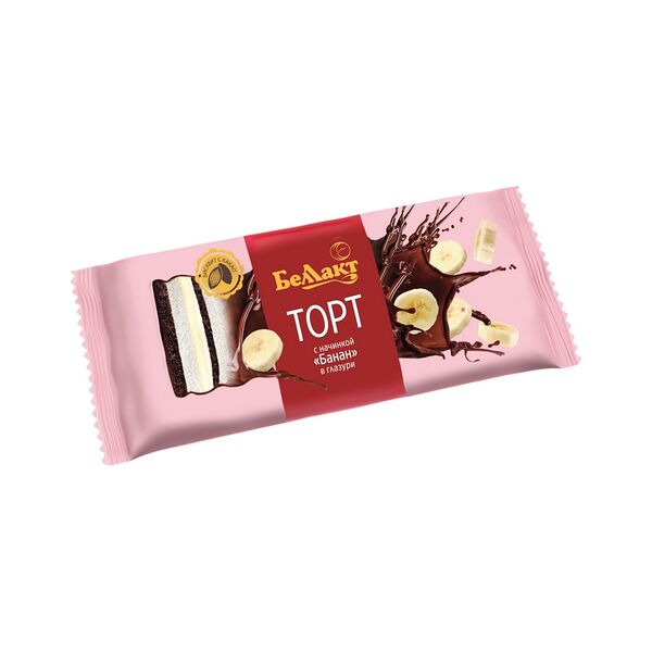 Торт c творогом с нач Банан в глаз 24% в полим пл 200г