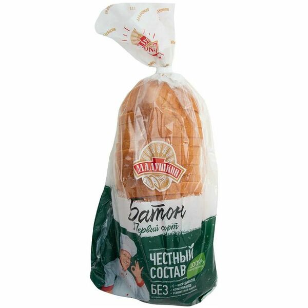 Батон Аладушкин Нарезной в нарезке 350 г