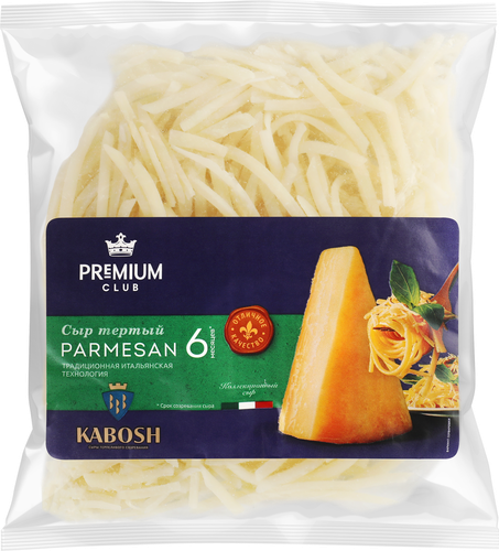 

Сыр твердый Premium Club Kabosh Пармезан 40% тертый бзмж 100 г