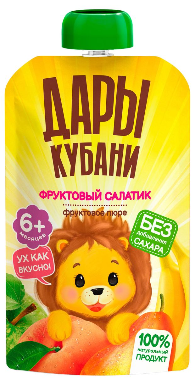 

Пюре фруктовое Фруктовый салатик с 6 месяцев ТМ Дары Кубани 90 г