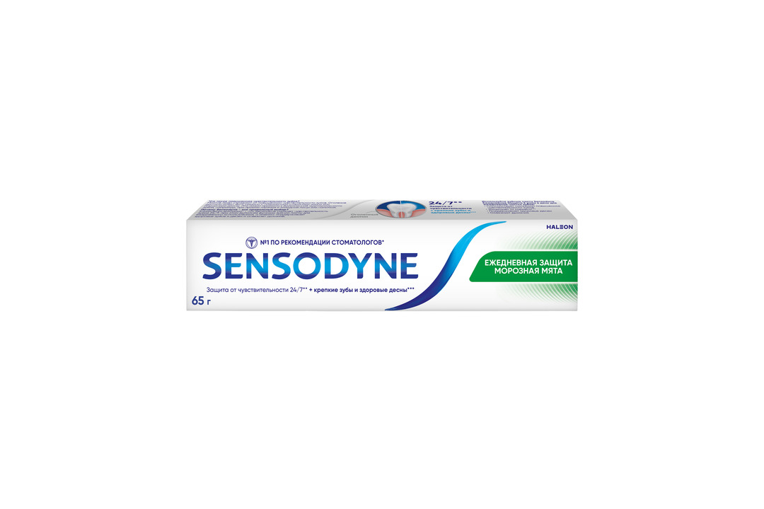 

Зубная паста Sensodyne Ежедневная защита Морозная мята для чувствительных зубов с фтором 65 г