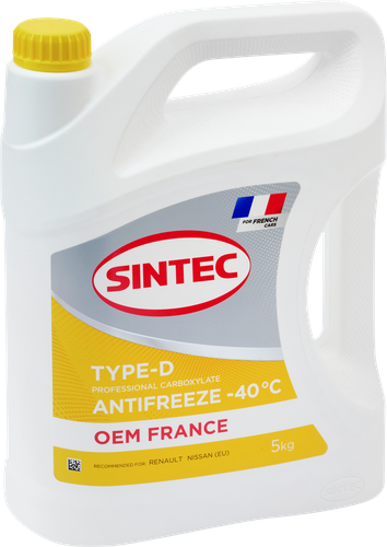 

Антифриз Sintec France Type-D yellow -40 5 кг