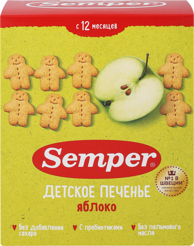 

Печенье детское Semper с яблоком с 12 месяцев 80 г