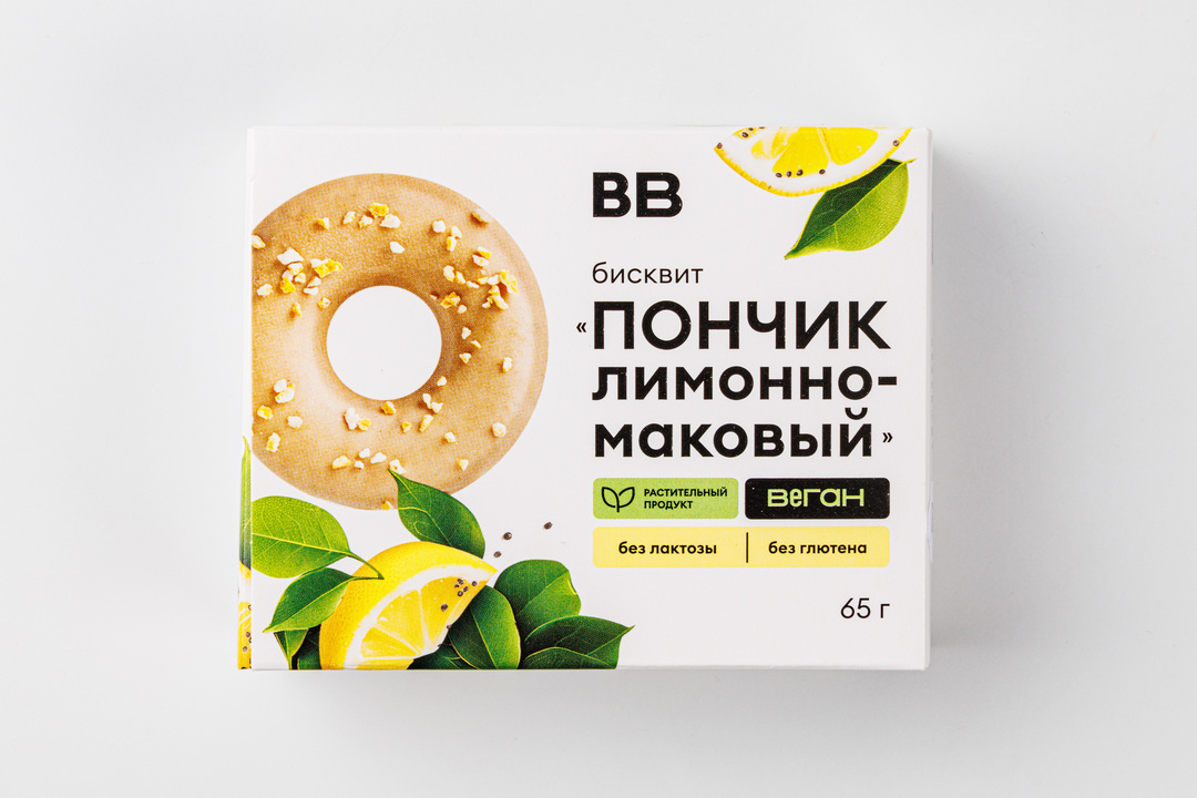 

Бисквит ВкусВилл Пончик лимонно-маковый веган 65 г