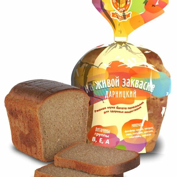 Хлеб Дарницкий на живой закваске, нарезка ТМ Обнинский хлеб