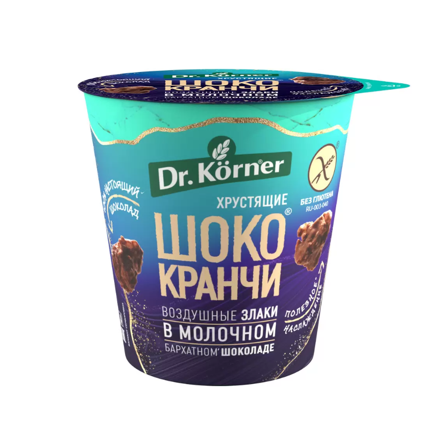 

Воздушные злаки хрустящие Dr. Korner Шококранчи в молочном шоколаде 40 г