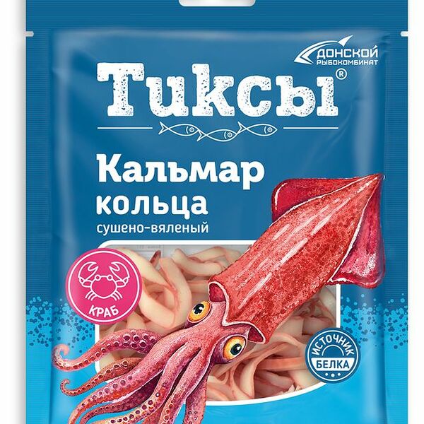 Кольца кальмара Тиксы со вкусом краба сушено-вяленые 70 г