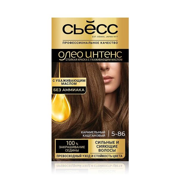 Стойкая краска Сьёсс Олео Интенс 5-86  Карамельный каштановый, без аммиака 115 мл
