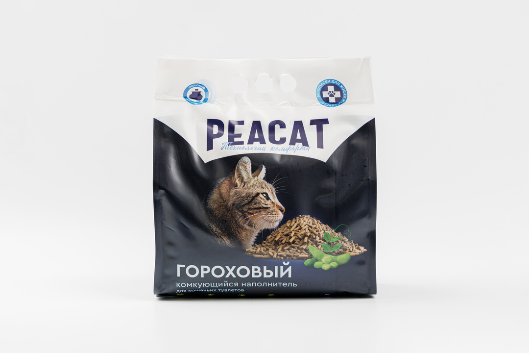 

Наполнитель Peacat для кошачьего туалета из горохового волокна без запаха 2.5 кг