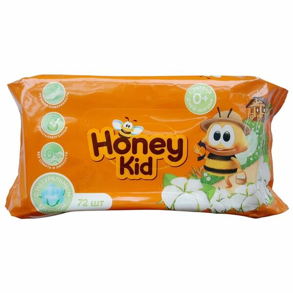 Салфетки влажные Honey Kid детские 72 шт.